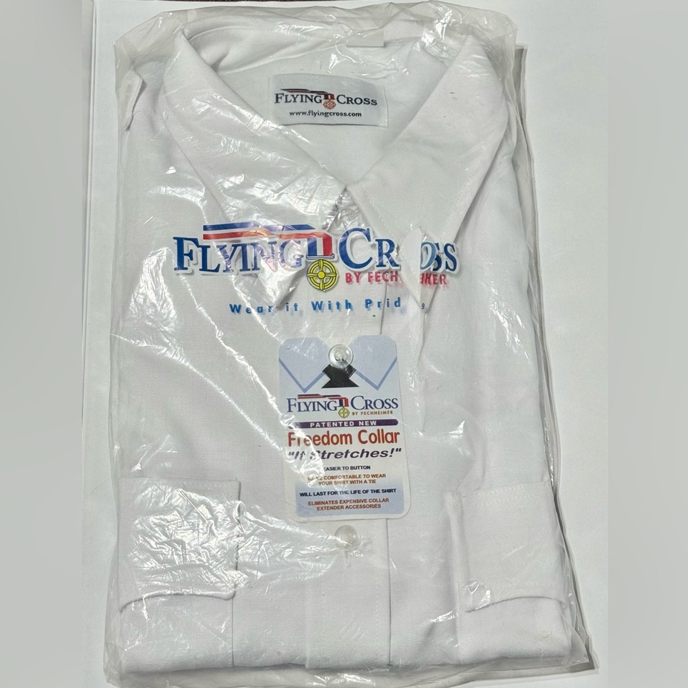 Flying Cross SHIRT DRESS WHITE MEN'S LONG SLEEVE NWT police shirt style 45W6600